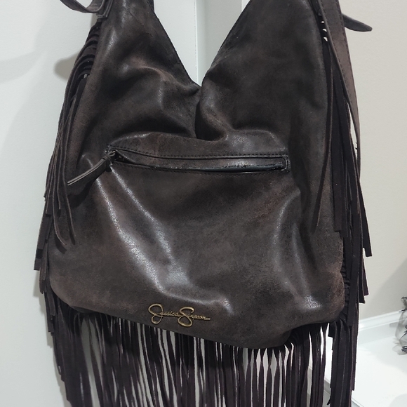 Jessica Simpson Fringe Leather Shoulder Bag - Brown - Picture 2 of 5